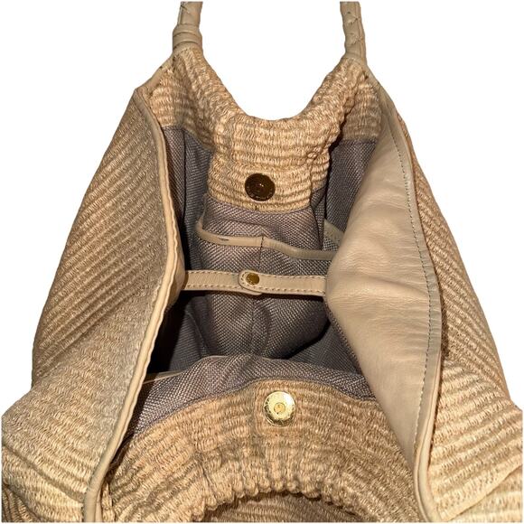 Elie Tahari Beige Woven Emmy Raffia Large Hobo Shoulder Bag - Picture 4 of 9